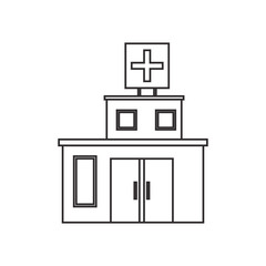 Hospital building icon. Medical and health care theme. Isolated and silhouette design. Vector illustration