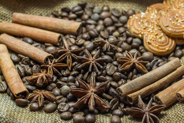 coffee beans and cinnamon