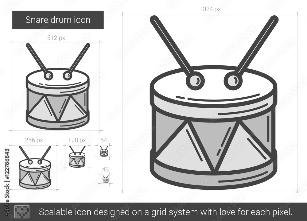 Sticker snare drum line icon.