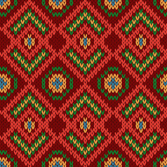 Ornate ethnic knitting motley seamless pattern