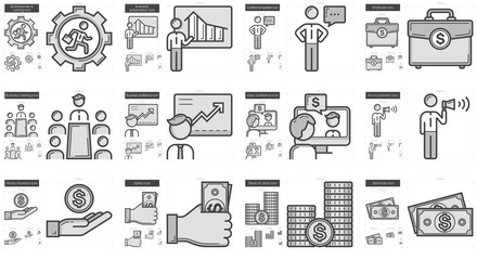 Business line icon set.