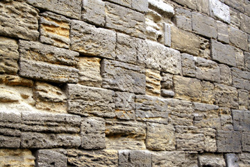 Wall made of stone shell.