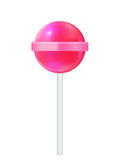 Realistic Sweet Lollipop Candy Isolated on White Background. Vec
