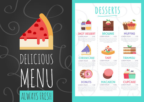 Desserts menu