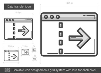Data transfer line icon.