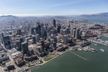 Aerial View of Downtown San Francisco Buildings and Waterfront