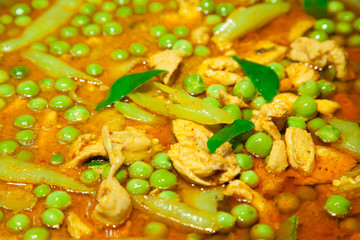 Panang chicken, chicken curry with eggplant in coconut cream