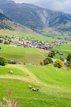 Rueras village in canton Graubunden, Switzerland
