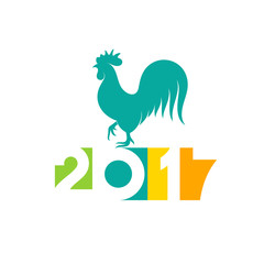Happy New Year 2017. Vector illustration with rooster