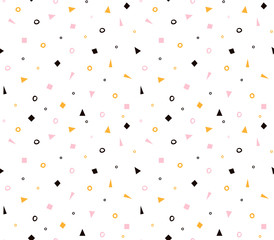 Seamless geometric pattern with colorful elements, vector background. Simple universal design.