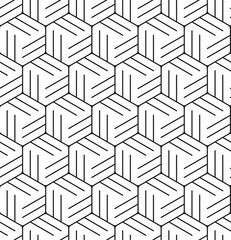 Vector seamless texture. Modern abstract background. Monochrome geometrical pattern with repeating hexagonal tiles.