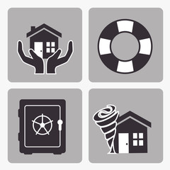 insurance security service icon set inside frames. vector illustration