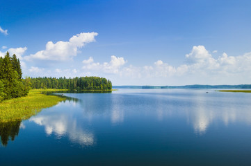 Summer scene. Lake Valdayskoye (Valdai). Russia