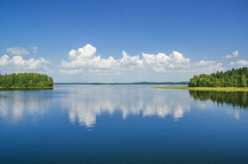 Summer scene. Lake Valdayskoye (Valdai). Russia