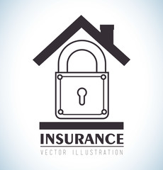 house security insurance and padlock silhouette. vector illustration