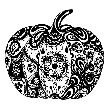 Vector coloring book page design with pumpkin