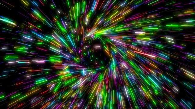Colorful Light Beam Spark Loop / A looping warp speed colorful star burst loop.