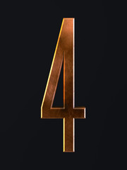 Golden scratch alphabet letter symbol 4 four