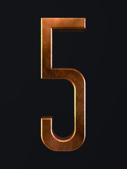 Golden scratch alphabet letter symbol 5 five