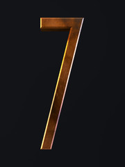 Golden scratch alphabet letter symbol 7 seven