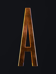 Golden scratch alphabet letter symbol A