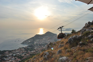 Visiting Dubrovnik at sunset and cableway - obrazy, fototapety, plakaty