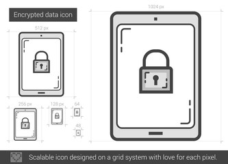 Encrypted data line icon.