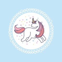 hand drawn cute unicorn icon vector illustration design