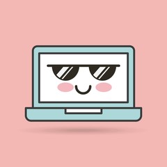 laptop character kawaii style vector illustration design