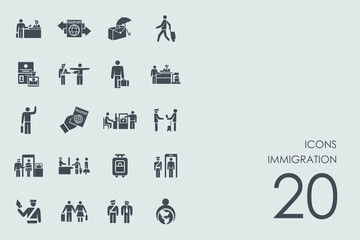 Set of immigration icons - obrazy, fototapety, plakaty