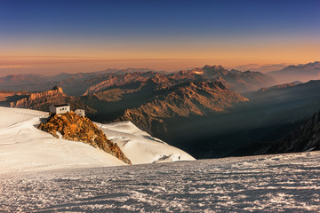 Mont Blanc Chamonix, view to Vallot shelter