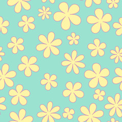 Fototapeta premium Seamless cartoon hilarious background with daisies