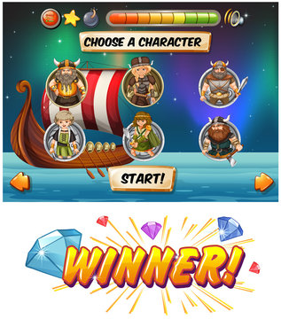 Slot game template with viking characters