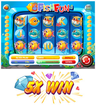 Slot game template with fish characters