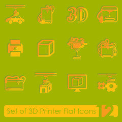 Set of three d printer icons