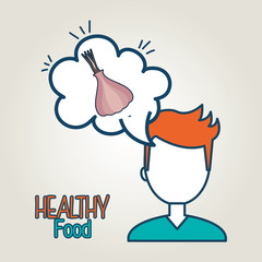 avatar man thinking in onion. vegetable healthy food. vector illustration