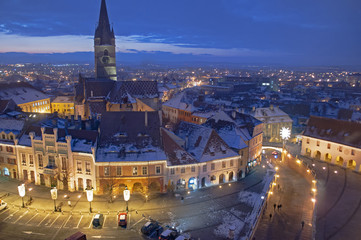 Naklejka premium Winter in Sibiu