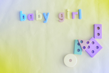 Colorful background for baby girl with letters