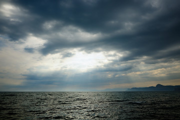 Stormy sea with clouds