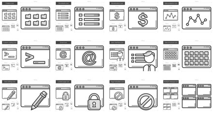 Application line icon set.