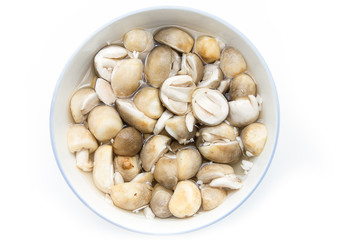 Straw mushrooms on white background