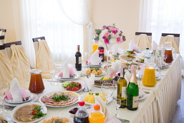 Diverse food on a wedding table