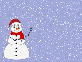 Snow man on snowy background
