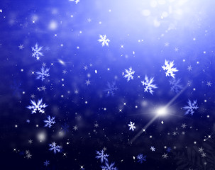 Winter blue  background with snowflakes