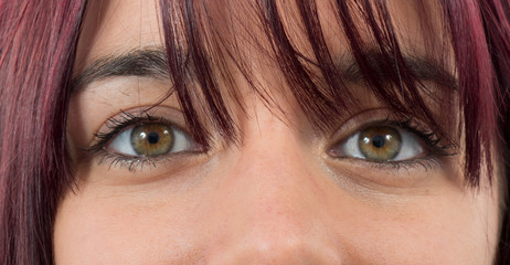 Close up of a beautiful woman green eyes