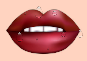 Girl's red lips & kiss © ChemiQ