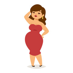 Fat girl vector illustration character