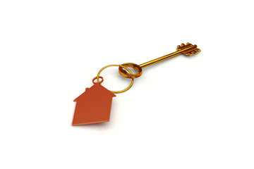3d illustration of a key to the door, happiness, love and home
