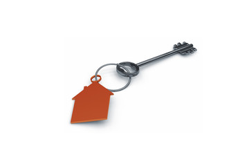 3d illustration of a key to the door, happiness, love and home