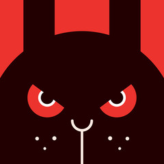 Obraz premium Angry Bunny, funny rabbit picture, halloween mask, vector horror illustration 